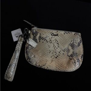Kristin Embossed Python Snakeskin Medium Wristlet